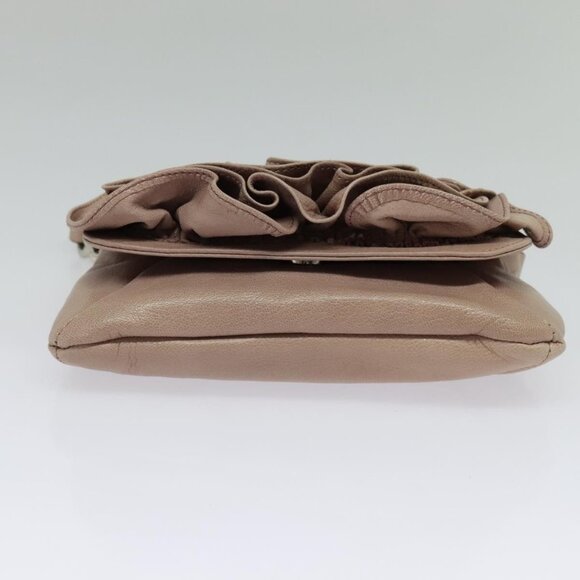 SAINT LAURENT Accessory Pouch Leather Beige Silver Auth - Picture 10 of 16